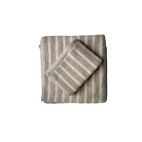 Badehandtuch 'Bonnie' von Tell Me More, gefaltet, beige-weiß gestreift, 70x140cm, Baumwolle
