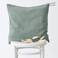 Leinen Kissenbezug 50x50 cm in Green Milieu von Linen Tales – handgefertigt, OEKO-TEX® & European Flax® zertifiziert