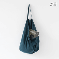 Leinen-Tasche 'Deep Water' von Linen Tales – handgefertigt in Litauen aus 100 % natürlichem, OEKO-TEX®-zertifiziertem Leinen. Maße: 42 × 38 cm. Ideal für Einkäufe, Strandbesuche oder den Alltag
