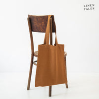 Elegante Leinen-Tasche 'Hazelnut' aus 100 % natürlichem, OEKO-TEX®-zertifiziertem Leinen. Vielseitig einsetzbar für Alltag, Einkäufe oder Strand. Handgefertigt in Litauen.
