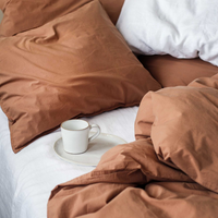 Naturfarbener terracottafarbene Bettwässche von Tell Me More, Größe 65 × 65, Bio‑Baumwolle, klassischer Wickelverschluss