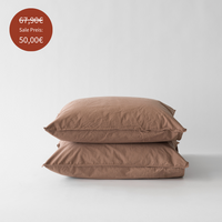 Zwei Kissenbezüge 65×65 cm in Terracotta von Tell Me More, gefertigt aus 100 % Bio‑Baumwolle