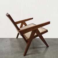 Loungestuhl 'Pierre', dunkles Teakholz mit Wiener Geflecht