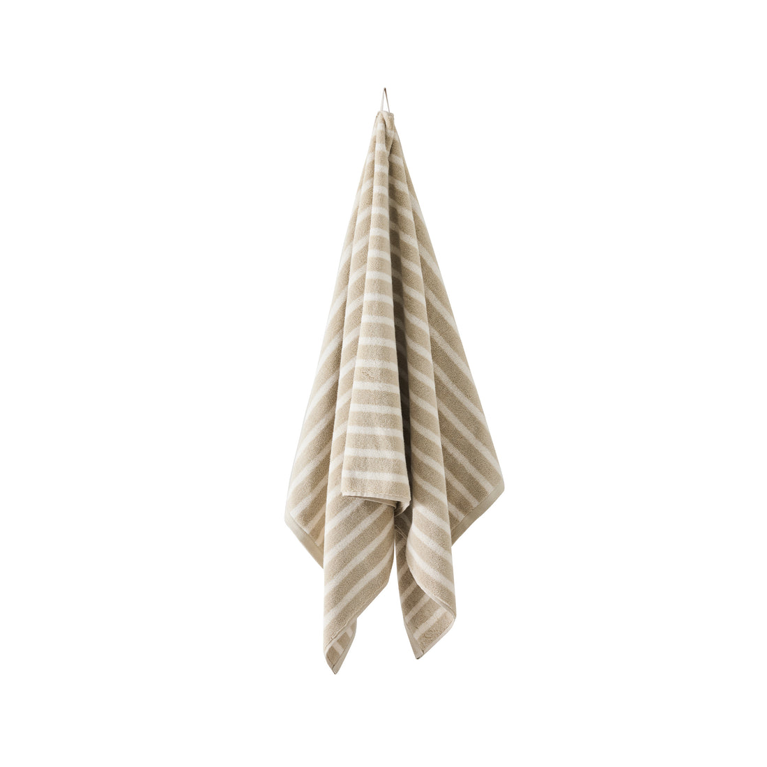 Badehandtuch 'Bonnie' von Tell Me More, beige-weiß gestreift, hängend drapiert, 70x140cm