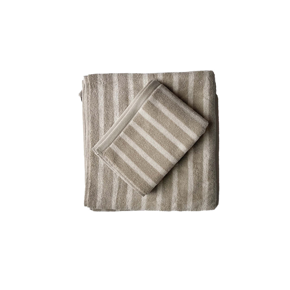 Badehandtuch 'Bonnie' von Tell Me More, gefaltet, beige-weiß gestreift, 70x140cm, Baumwolle