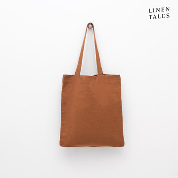 Elegante Leinen-Tasche 'Hazelnut' aus 100 % natürlichem, OEKO-TEX®-zertifiziertem Leinen. Vielseitig einsetzbar für Alltag, Einkäufe oder Strand. Handgefertigt in Litauen.