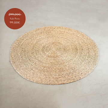 Runder Seegrasteppich von Cane Cult aus Sri Lanka. Durchmesser 180cm.