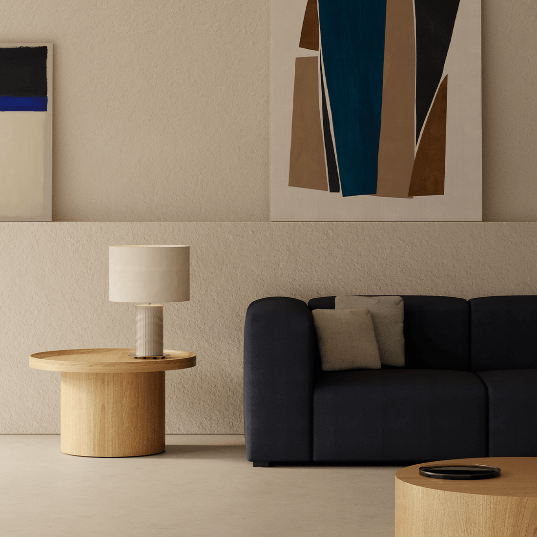 Aromas del Campo Dab Lampe mit Touch-Dimmer, E27-Fassung und elegantem Stoffschirm.