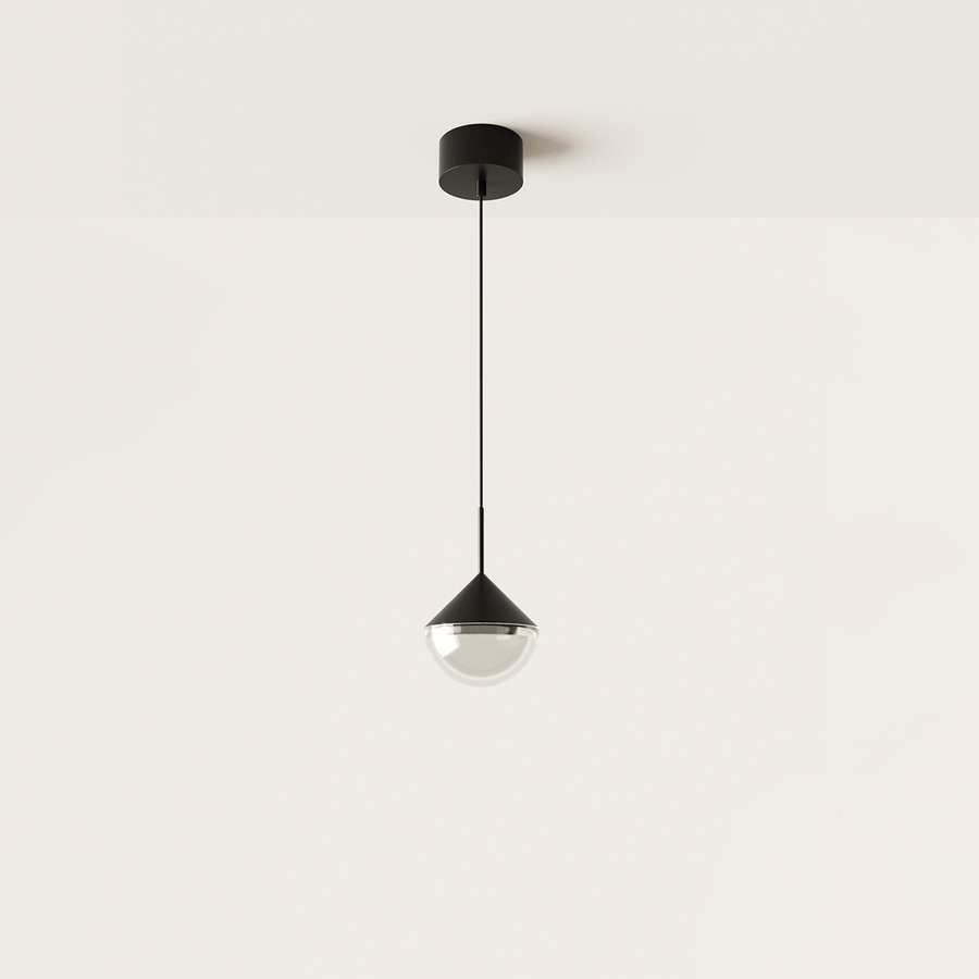 Pendelleuchte Nino von Aromas del Campo. Stahl schwarz und Glas