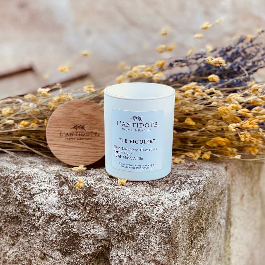 Le Figuier Duftkerze 180g von L'Antidote, eleganter Raumduft für Wohnzimmer, Schlafzimmer oder Bad, stilvolles Design für gemütliches Interior