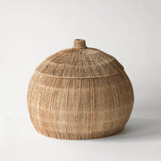 Großer handgefertigter Korb Marcel von Tell Me More – robust aus Jute und Rattan, Ø 55 cm, Höhe 42 cm, mit Deckel